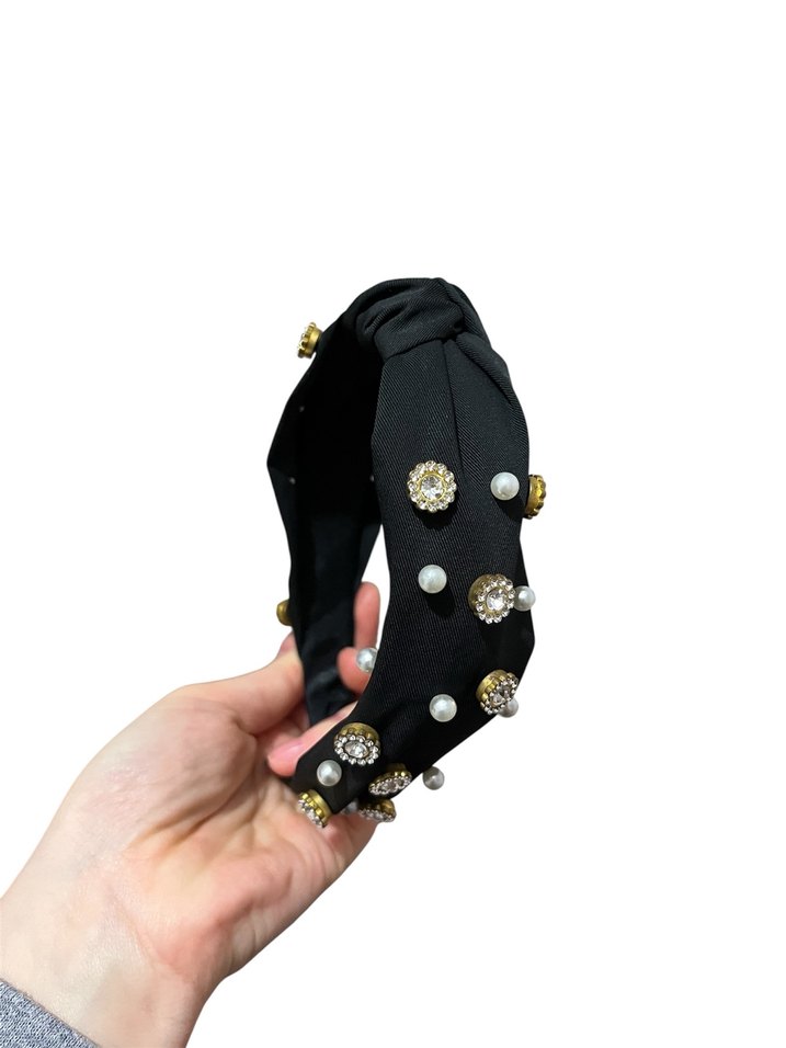 İnci ve Taş Detaylı Siyah Taç - Görsel 4