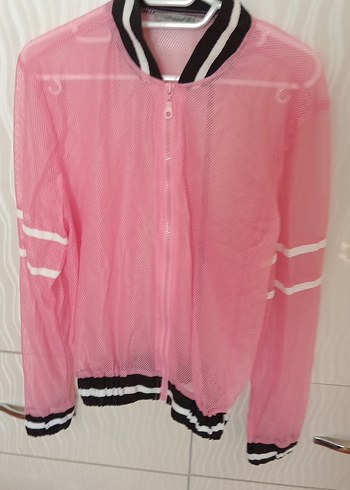Pembe Uzun Kollu Spor file Ceket