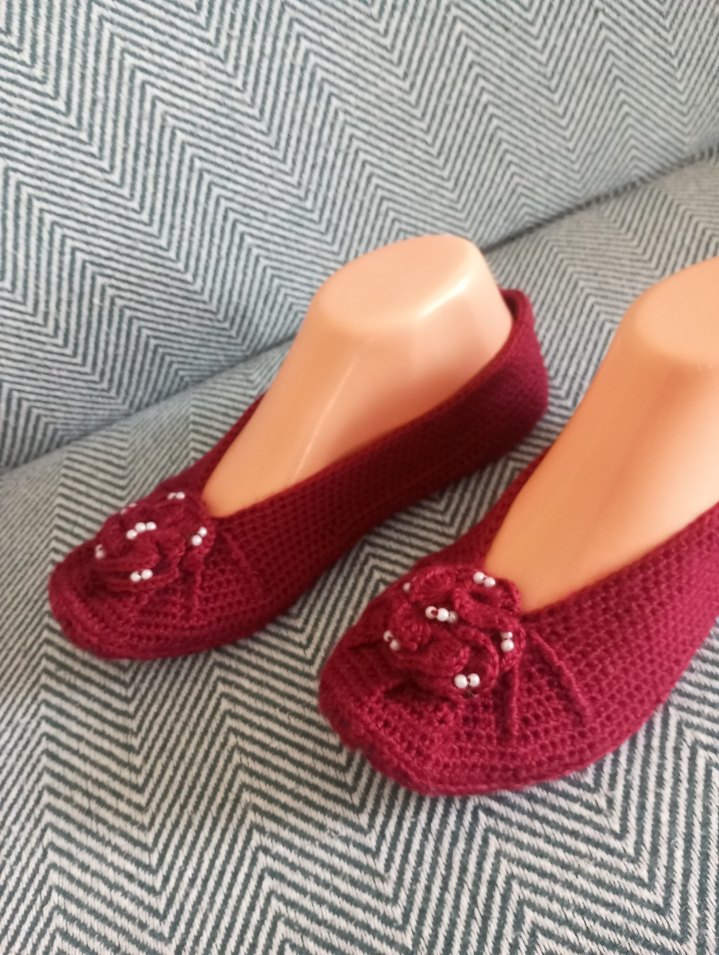 Nakışlı Örgü Kadın Ev  babeti - Görsel 3