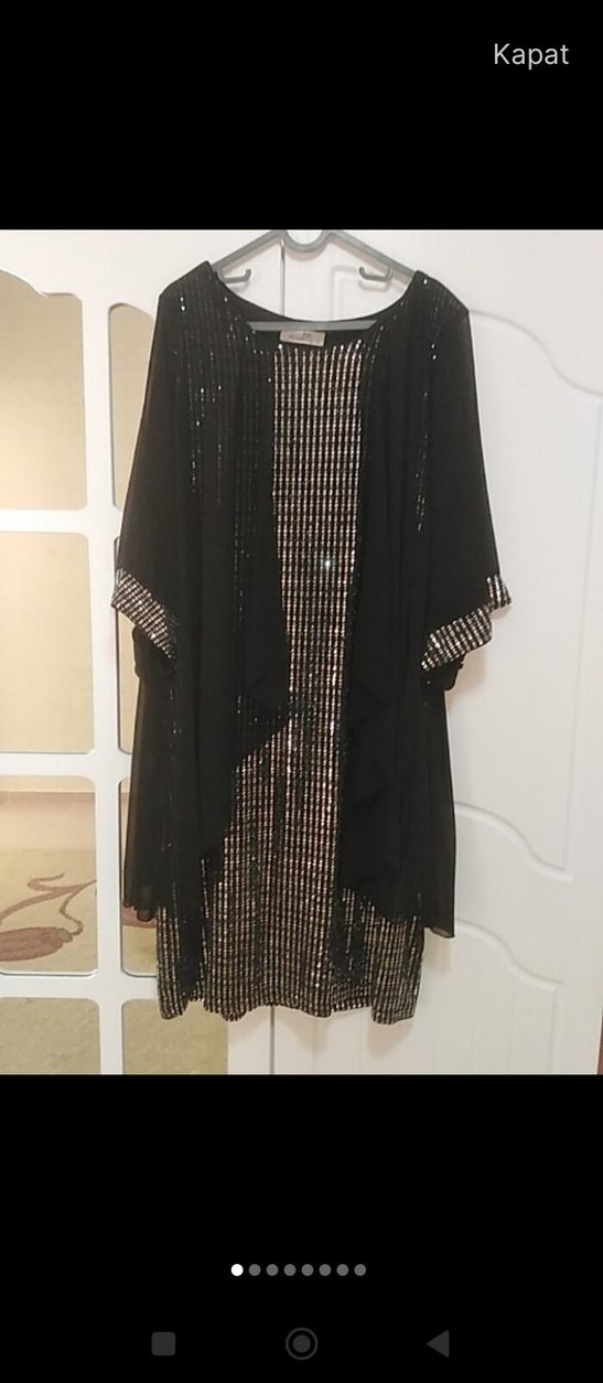 Siyah Payetli kısa Kadın Elbise - Görsel 3