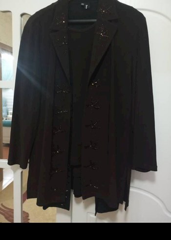 Kahverengi Nakışlı Uzun Kadın ikili Takım - Görsel 2