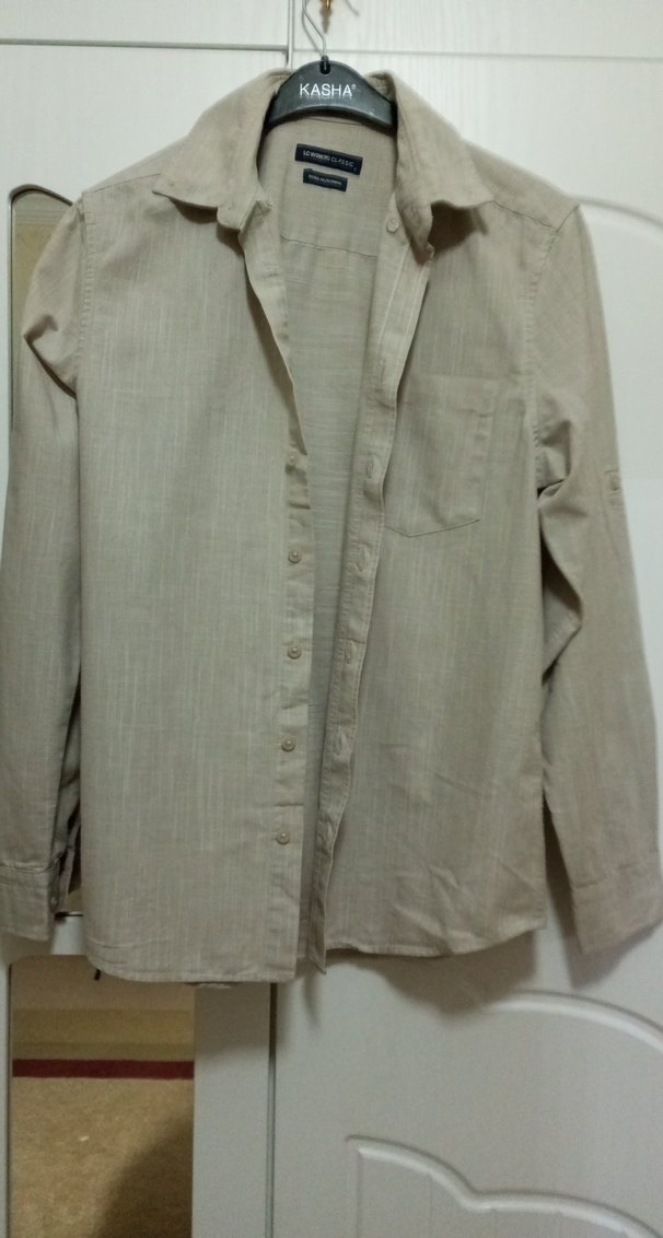 Bej Erkek Gömlek Uzun Kollu - Görsel 4