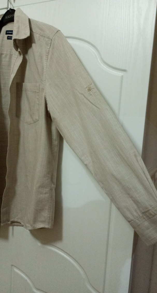 Bej Erkek Gömlek Uzun Kollu - Görsel 2