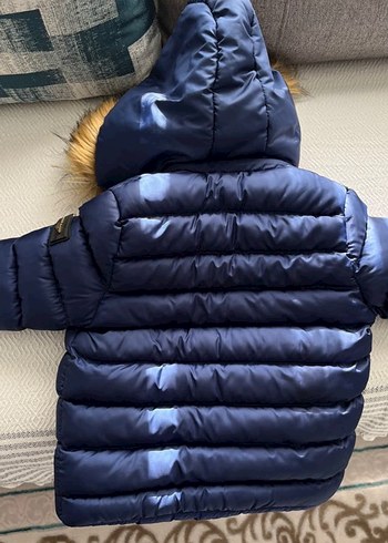 Kürklü Kapüşonlu Mavi Erkek Çocuk Mont - Görsel 3