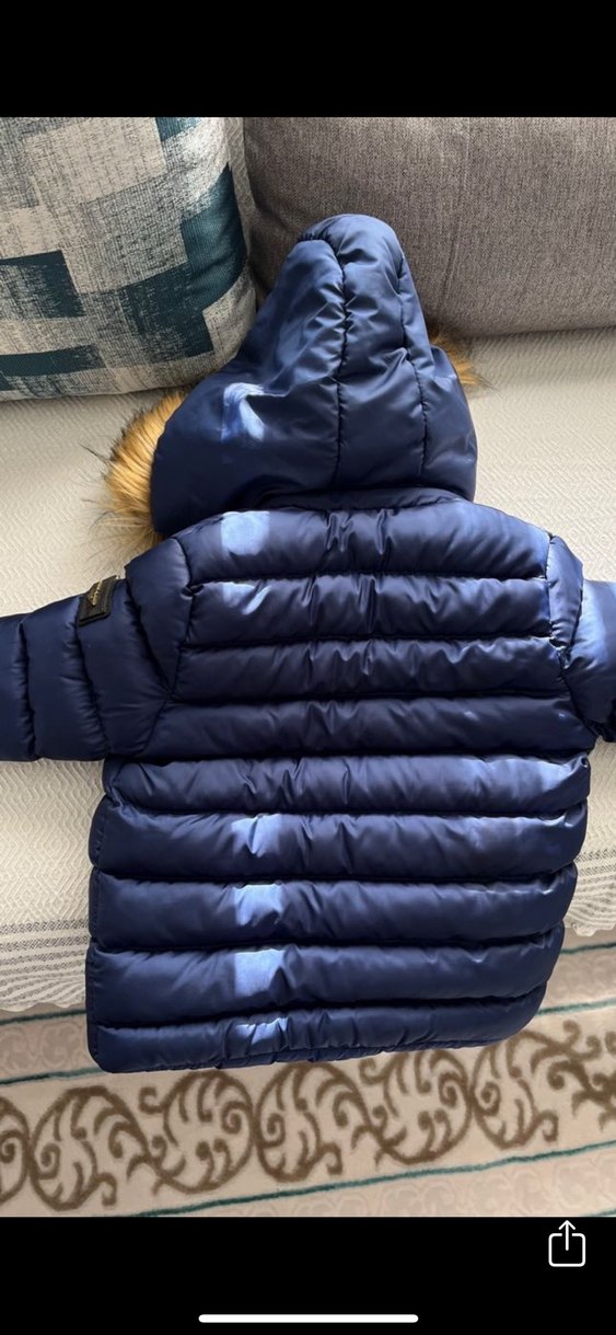 Kürklü Kapüşonlu Mavi Erkek Çocuk Mont - Görsel 3