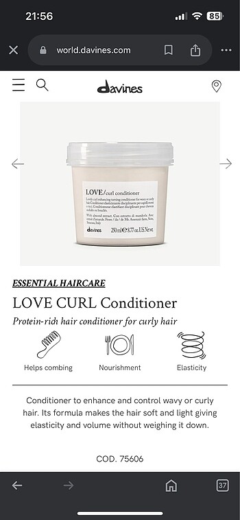  Beden Renk Davines LOVE Curl conditioner