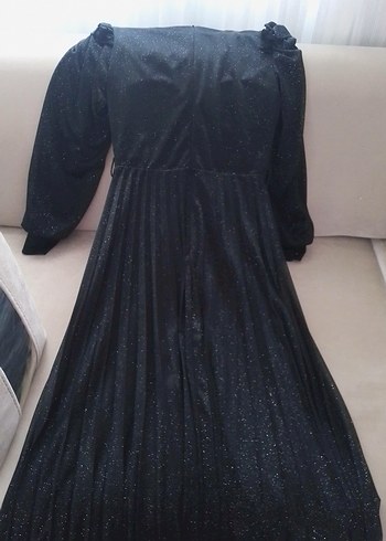 Uzun Pilili Siyah Gotik Kadın Elbise - Görsel 2