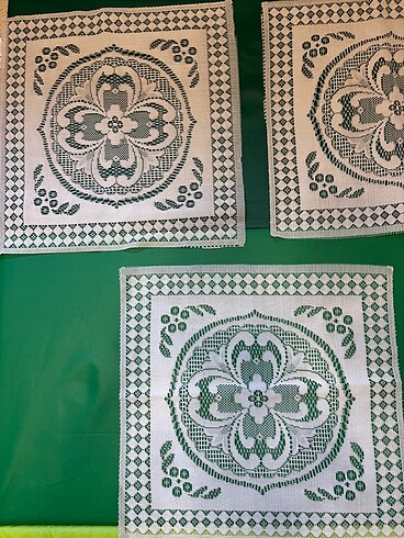 Beden ten rengi Renk Dantel sehpa örtüsü (35 x 35 cm) 3 adet