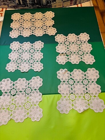 Dantel sehpa örtüsü (25x25 cm) 5li set El örgüsü