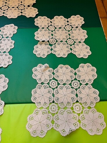 Beden Dantel sehpa örtüsü (25x25 cm) 5li set El örgüsü