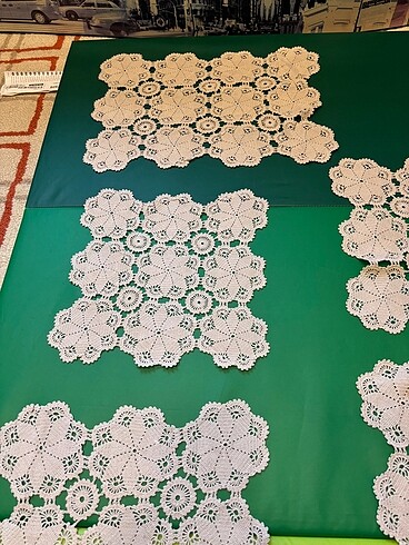 Beden ten rengi Renk Dantel sehpa örtüsü (25x25 cm) 5li set El örgüsü