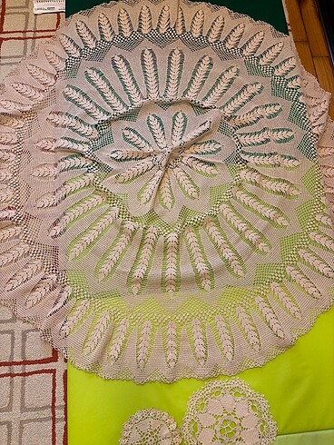 Diğer Dantel masa örtüsü (120 cm çap) El örgüsü