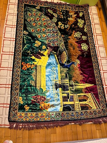 Vintage kadife duvar halısı (180x120cm) çeyizimden