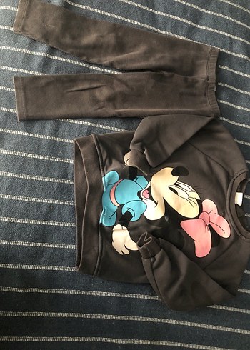 Zara Kız Çocuk Gri Baskılı Sweatshirt ve Eşofman