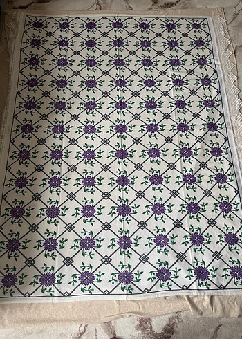 Mor Nakışlı Geleneksel Yatak Örtüsü - Görsel 2