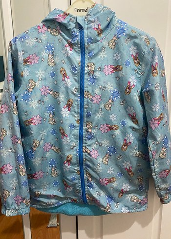 Kız Çocuk Mavi Baskılı Fermuarlı Yağmurluk - Görsel 2