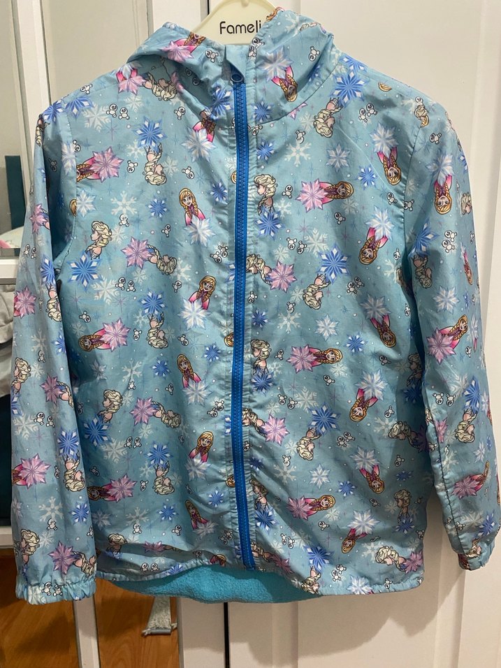 Kız Çocuk Mavi Baskılı Fermuarlı Yağmurluk - Görsel 2