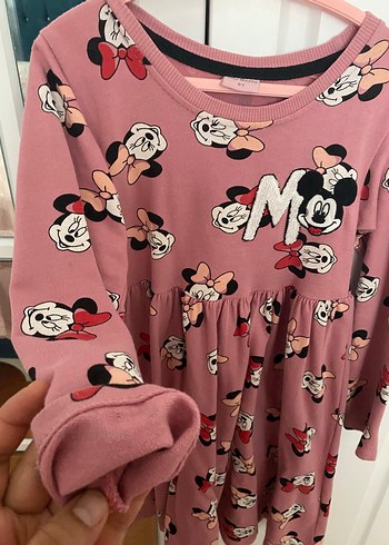 Uzun Kollu Pembe Kız Çocuk Elbisesi - Görsel 5