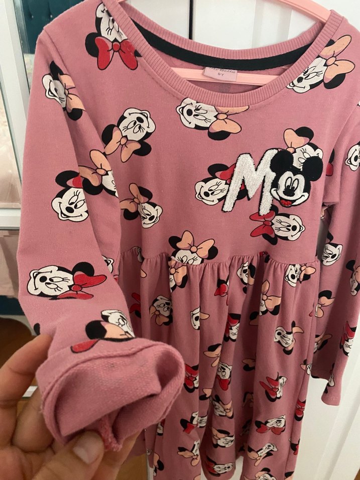 Uzun Kollu Pembe Kız Çocuk Elbisesi - Görsel 5