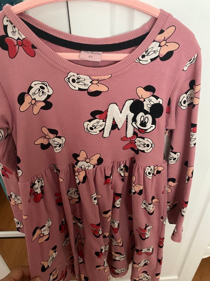 Uzun Kollu Pembe Kız Çocuk Elbisesi - Görsel 3