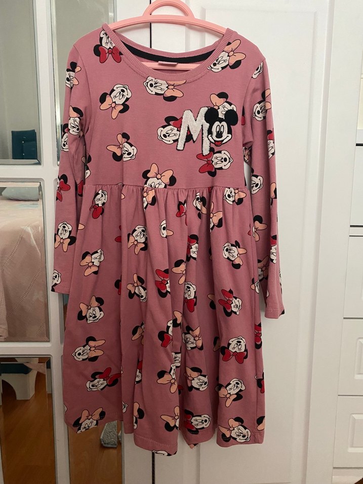 Uzun Kollu Pembe Kız Çocuk Elbisesi - Görsel 2