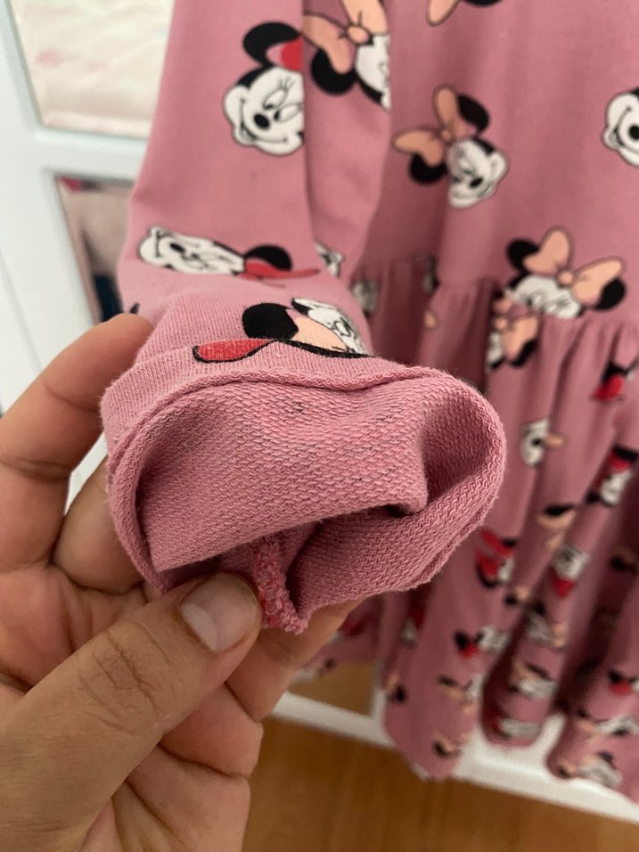 Uzun Kollu Pembe Kız Çocuk Elbisesi - Görsel 4