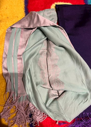 Kadın İpek Dokulu çift taraflı Bohem Şal - Görsel 2