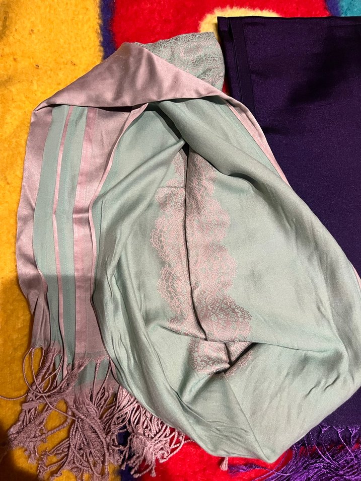 Kadın İpek Dokulu çift taraflı Bohem Şal - Görsel 2