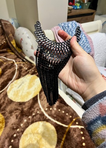 Uzun Siyah Zincir Detaylı Gotik Kolye - Görsel 5