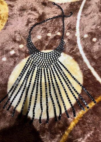 Uzun Siyah Zincir Detaylı Gotik Kolye - Görsel 7