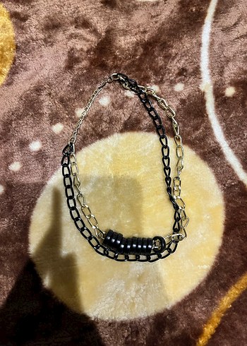 Zincir Detaylı Siyah Altın Kolye - Görsel 5