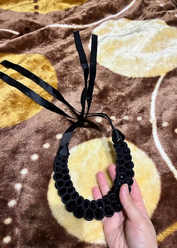 Parlak taşlı Siyah Gotik midi Kolye - Görsel 5