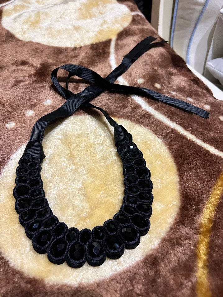 Parlak taşlı Siyah Gotik midi Kolye - Görsel 2