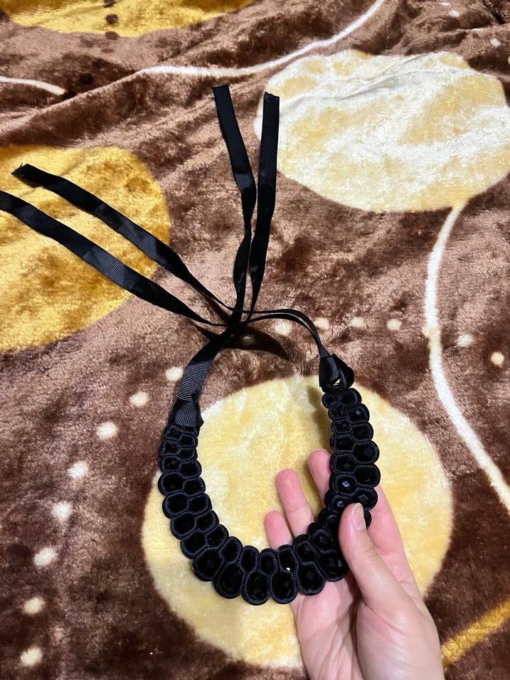 Parlak taşlı Siyah Gotik midi Kolye - Görsel 5