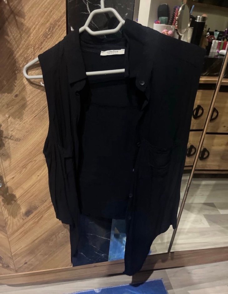 3 ADET GÖMLEK Collezione Kadın Düğmeli Kolsuz Gömlek - Görsel 3