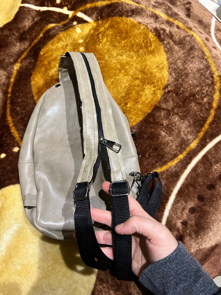 Bej Deri Kadın Çapraz Çanta - Görsel 5