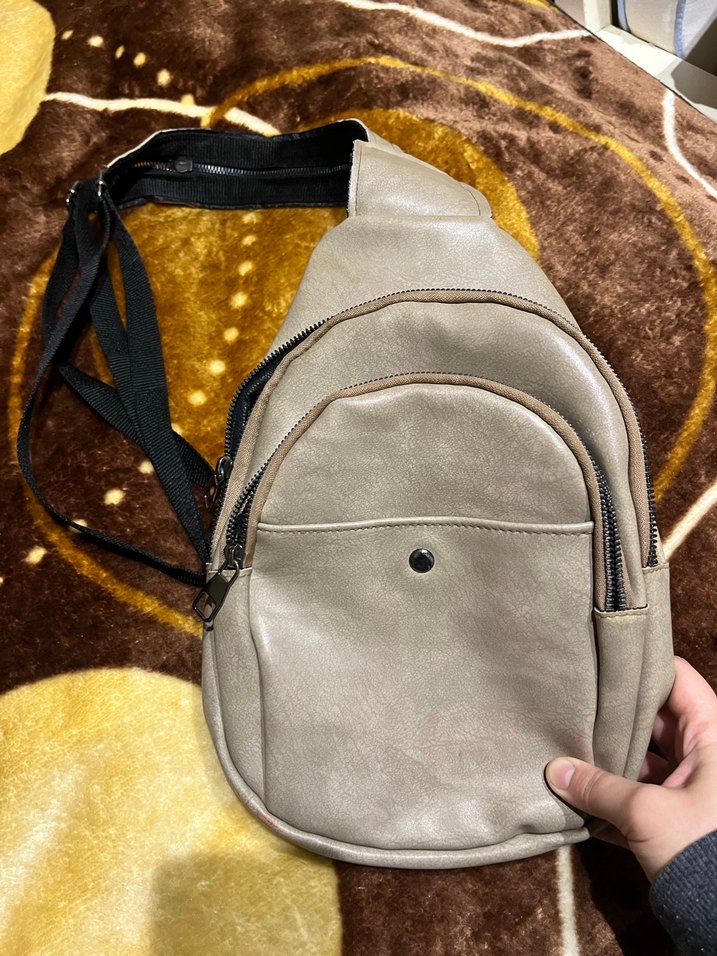 Bej Deri Kadın Çapraz Çanta - Görsel 3