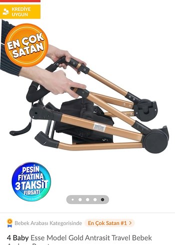 4 Baby Esse Model Gold Antrasit Travel Bebek Arabası - Görsel 2