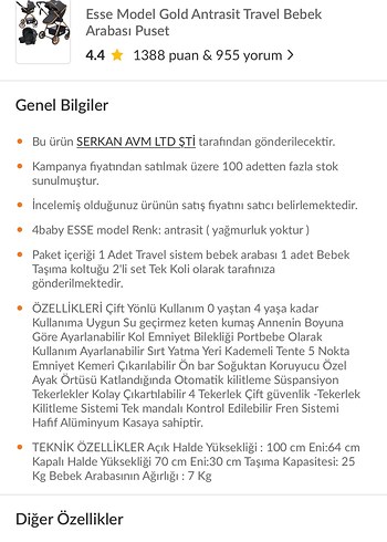 4 Baby Esse Model Gold Antrasit Travel Bebek Arabası - Görsel 11