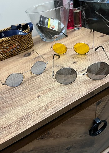 Zara Şeffaf Gri Sarı Mavi Retro Kadın Gözlükler - Görsel 3