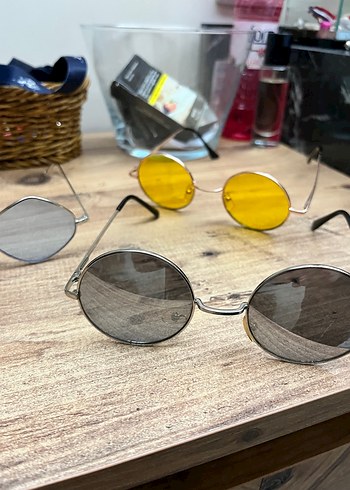 Zara Şeffaf Gri Sarı Mavi Retro Kadın Gözlükler - Görsel 6