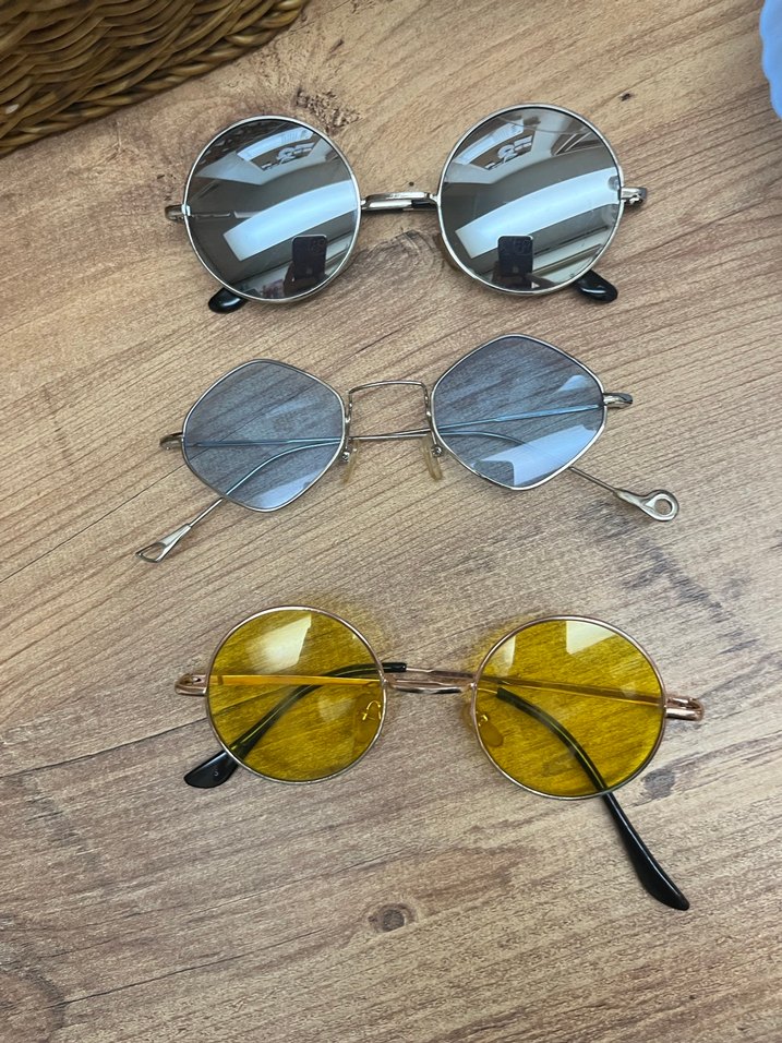 Zara Şeffaf Gri Sarı Mavi Retro Kadın Gözlükler - Görsel 4
