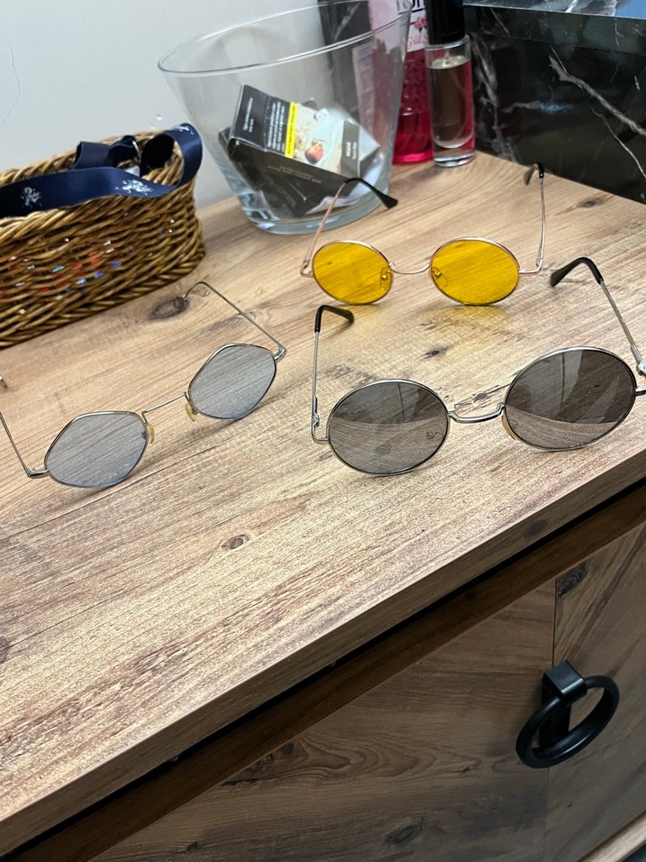 Zara Şeffaf Gri Sarı Mavi Retro Kadın Gözlükler - Görsel 3