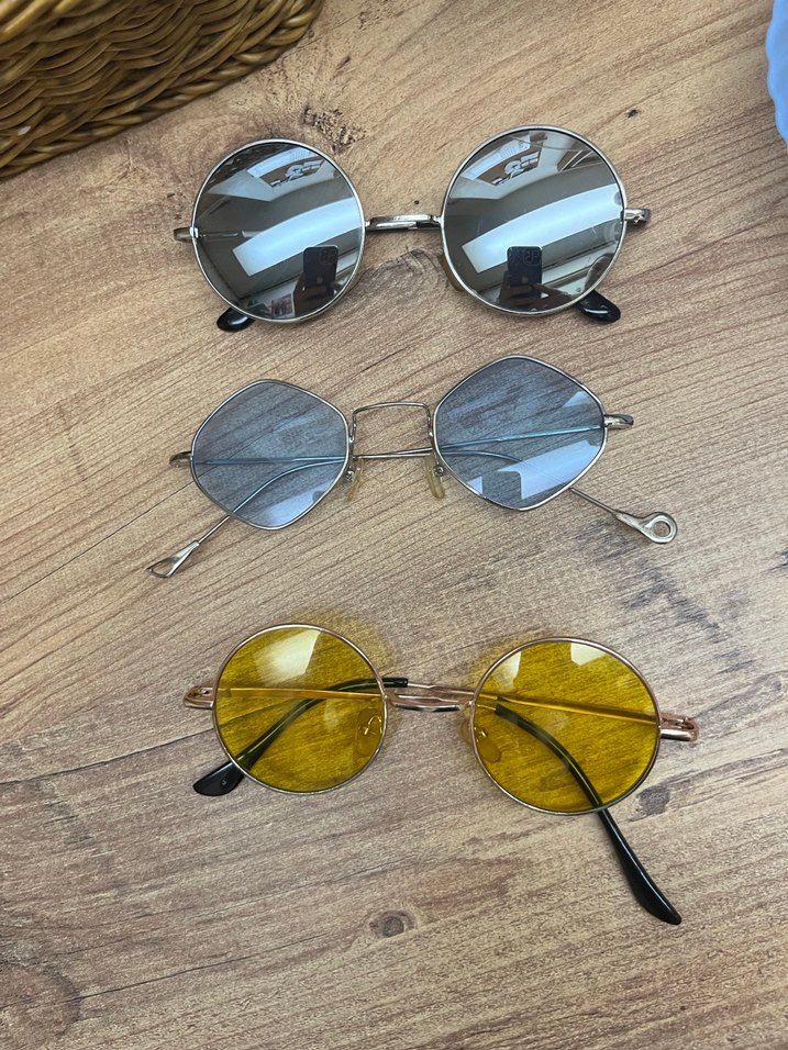 Zara Şeffaf Gri Sarı Mavi Retro Kadın Gözlükler - Görsel 2