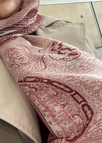LC Waikiki Sal Desenli Krem Bordo İnce Sal
