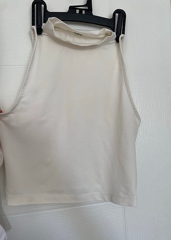 Zara Beyaz Yüksek Yakalı Mini Atlet