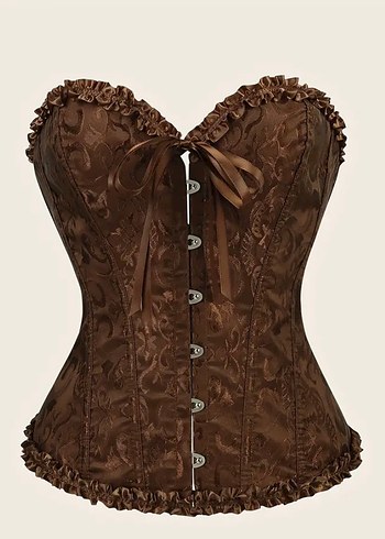 Zara Kahverengi Nakışlı Düğmeli Straplez Büstiyer