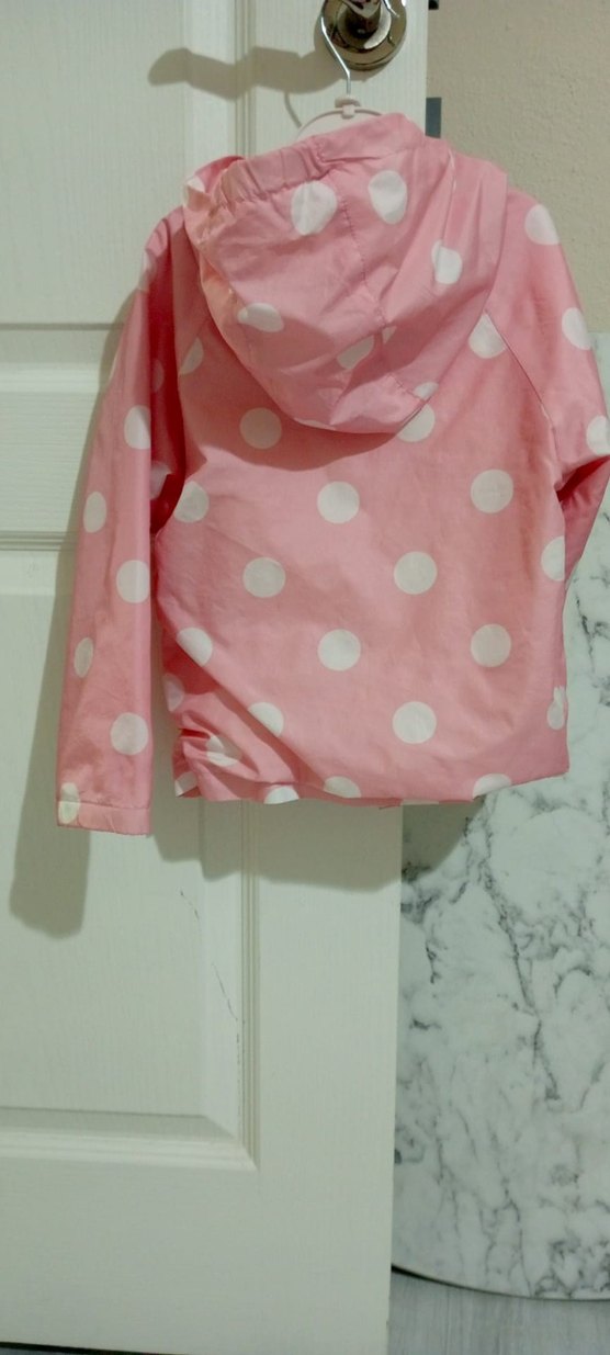 Kız Çocuk Pembe Puantiyeli Yağmurluk - Görsel 2