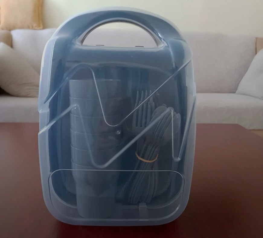 6 Kişilik Gri piknik Plastik Yemek Seti - Görsel 2