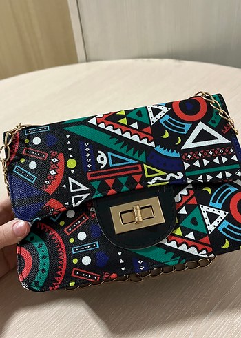 Renkli Zincir Detaylı Bohem Kadın Çanta - Görsel 2